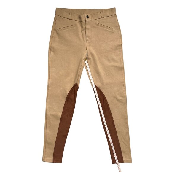 Zara Equestrian Riding Pants Brown Patch Quiet Luxury Preppy Chic Size Medium - Picture 10 of 14